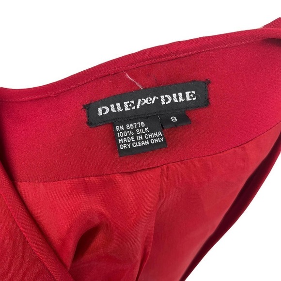 Vintage 80’s Due per Due Blazer 100% Silk Red 8 - Picture 7 of 7